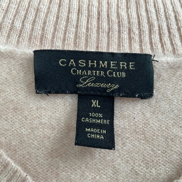 Charter Club Luxury 100% Cashmere V-Neck Sweater XL Colorblock Striped Classic - Picture 3 of 10